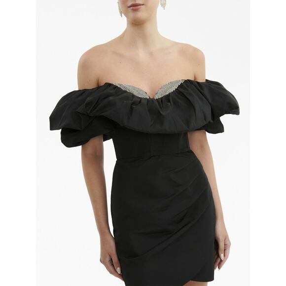 REBECCA VALLANCE Homecoming Off-the-Shoulder Embellished Taffeta Mini Dress US 6 - Picture 1 of 12